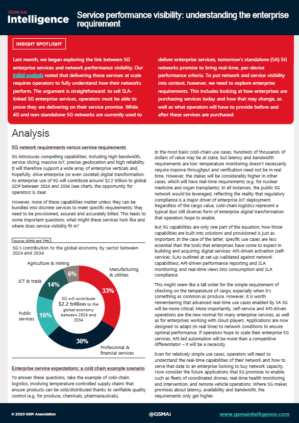 Service performance visibility: understanding the enterprise requirement