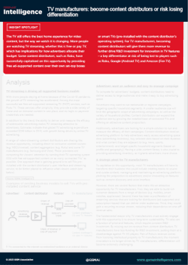TV manufacturers: become content distributors or risk losing differentiation