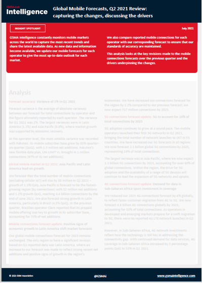 Global Mobile Forecasts, Q2 2021 Review: capturing the changes, discussing the drivers