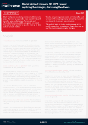 Global Mobile Forecasts, Q3 2021 Review: capturing the changes, discussing the drivers