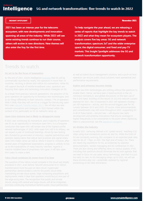 5G and network transformation: five trends to watch in 2022