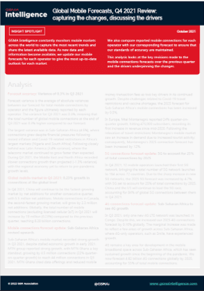 Global Mobile Forecasts, Q4 2021 Review: capturing the changes, discussing the drivers