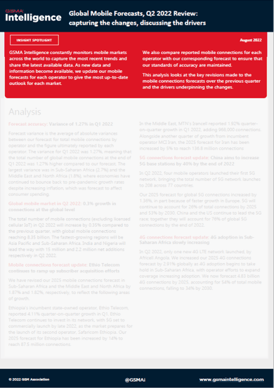 Global Mobile Forecasts, Q2 2022 Review: capturing the changes, discussing the drivers