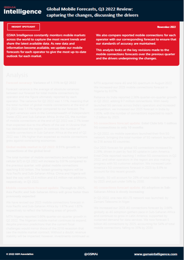 Global Mobile Forecasts, Q3 2022 Review: capturing the changes, discussing the drivers