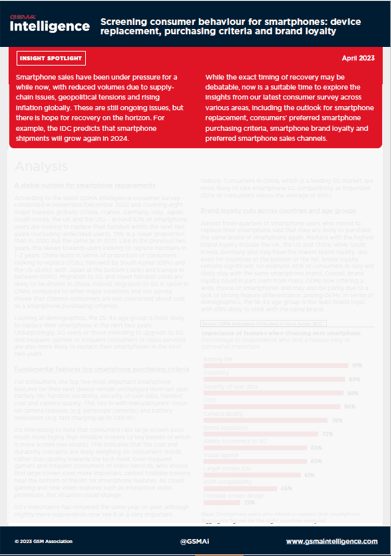 Screening consumer behaviour for smartphones: device replacement, purchasing criteria and brand loyalty