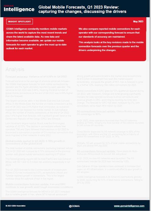 Global Mobile Forecasts, Q1 2023 Review: capturing the changes, discussing the drivers
