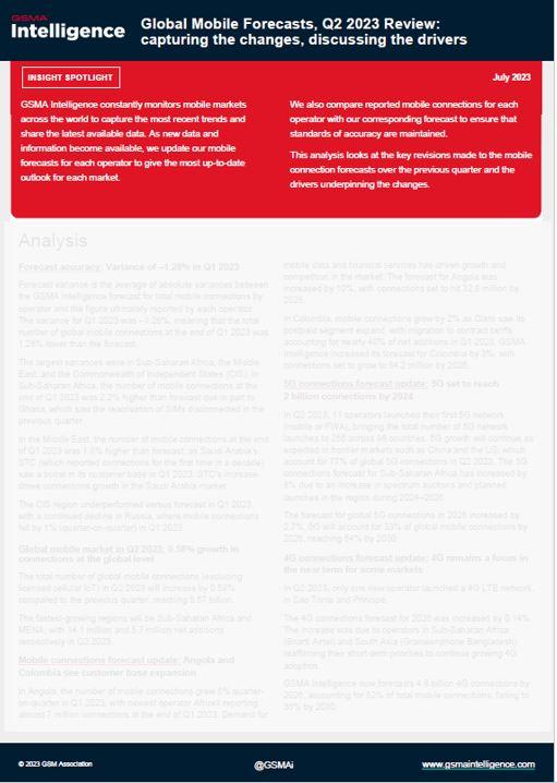 Global Mobile Forecasts, Q2 2023 Review: capturing the changes, discussing the drivers