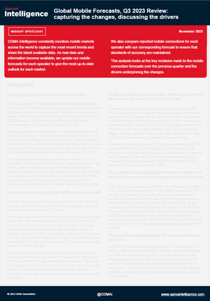 Global Mobile Forecasts, Q3 2023 Review: capturing the changes, discussing the drivers