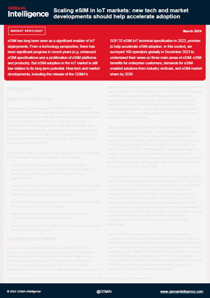 Scaling eSIM in IoT markets: new tech and market developments should help accelerate adoption
