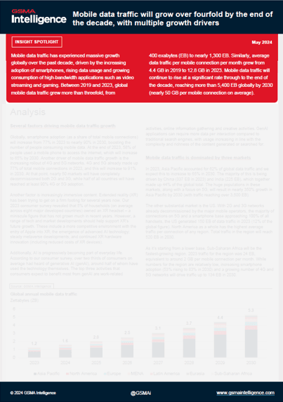 Mobile data traffic will grow over fourfold by the end of the decade, with multiple growth drivers