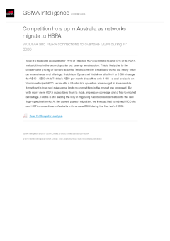 Competition hots up in Australia as networks migrate to HSPA - WCDMA and HSPA connections to overtake GSM during H1 2009