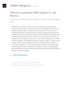 Telefonica accelerates GSM migration in Latin America - 75% of Latin American base migrated to GSM by second-quarter 2008