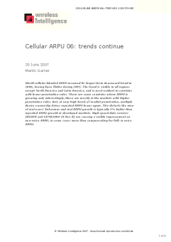 Cellular ARPU 2006: trends continue