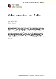 Cellular connections reach 3 billion