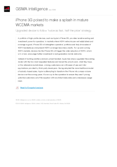 iPhone 3G poised to make a splash in mature WCDMA markets - Upgraded device to follow 'twice as fast, half the price' strategy