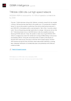 T-Mobile USA rolls-out high-speed network - WCDMA-HSPA to account for 10-15% of operator connections by 2009