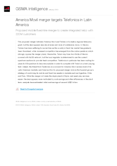 America Movil merger targets Telefonica in Latin America - Proposed mobile/fixed-line merger to create integrated telco with 220M customers