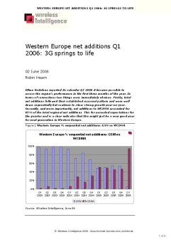 Western Europe net additions Q1 2006: 3G springs to life
