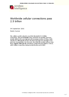 Worldwide cellular connections pass 2.5 billion