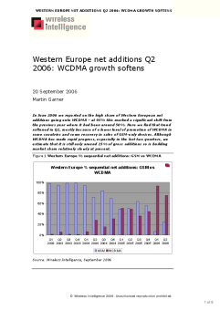 Western Europe net additions Q2 2006: WCDMA growth softens