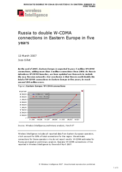 Russia to double WCDMA connections in Eastern Europe in 5 years