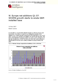 Western Europe net additions: WCDMA growth erodes GSM installed base