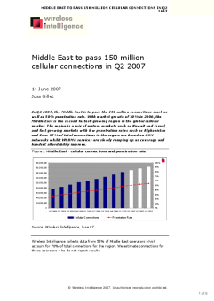 Middle East to pass 150 million cellular connections in Q2 2007