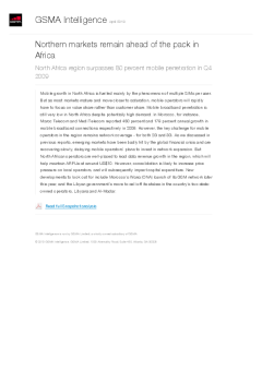 Northern markets remain ahead of the pack in Africa - North Africa region surpasses 80 percent mobile penetration in Q4 2009