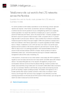 TeliaSonera rolls out world's first LTE networks across the Nordics - Swedish firm and its Nordic rivals pioneer first LTE network business models