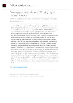 Germany prepares to launch LTE using digital dividend spectrum - T-Mobile, Vodafone and O2 win spectrum in Europe’s first digital dividend auctions