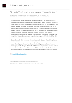 Global MVNO market surpasses 600 in Q2 2010 - Number of MVNOs set to exceed MNOs by mid-2013