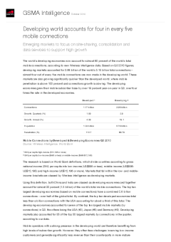 Developing world accounts for four in every five mobile connections - Emerging markets to focus on site-sharing, consolidation and data services to support high growth