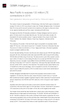 Asia Pacific to surpass 120 million LTE connections in 2015 - Next-generation networks growth led by China and Japan
