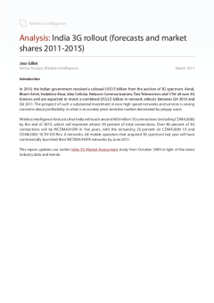 India 3G rollout (forecasts and market shares 2011-2015) - 3G connections to hit 400 million by 2015, representing 30% of the market
