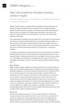 High-cost smartphone subsidies impacting operator margins - Canadian operators ramp up acquisition and retention expenditure to support smartphones
