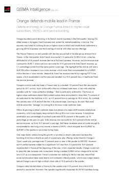 Orange defends mobile lead in France - Defensive strategy at Orange France linked to higher-value subscribers, MVNOs and service bundling
