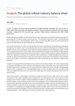 The global cellular industry balance sheet - Financial trends in developed and developing economies