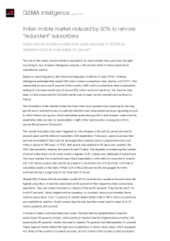 Indian mobile market reduced by 30% to remove "redundant" subscribers - Indian active mobile connections base reduced to 600M as operators look to rural areas for growth