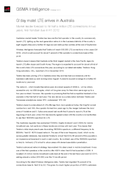 G'day mate! LTE arrives in Australia - Market leader forecast to hit half a million LTE connections in two years; first handset due in H1 2012