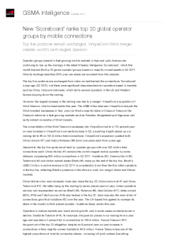 Operator group ranking, Q2 2011 - Top five positions remain unchanged; VimpelCom/Wind merger creates world's sixth-largest operator