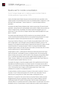 Austria set for mobile consolidation - 3 and Orange merger set to create powerful number-three as mobile penetration approaches 150%