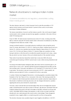 Network shutdowns to reshape Indian mobile market - 2G licence cancellations and regulatory uncertainties curbing Indian mobile growth