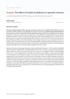 The effect of mobile broadband on operator revenue - Is mobile broadband ARPU making up for the decline in voice?