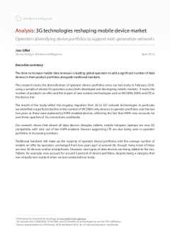 3G technologies reshaping mobile device market - Operators diversifying device portfolios to support next-generation networks