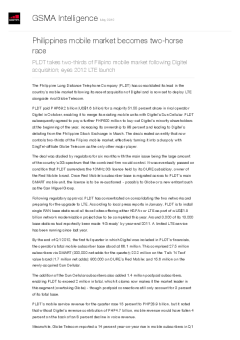 Philippines mobile market becomes two-horse race - PLDT takes two-thirds of Filipino mobile market following Digitel acquisition; eyes 2012 LTE launch