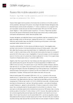 Russia hits mobile saturation point - Russia's ‘big three’ mobile operators post Q1 2012 connection declines as penetration hits 160%