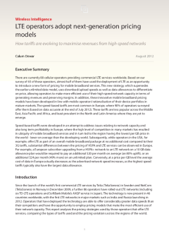 LTE operators adopt next-generation pricing models - How tariffs are evolving to maximise revenues from high-speed networks