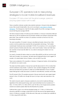 European LTE operators look to new pricing strategies to boost mobile broadband revenues - European LTE data prices half the global average; operators adopting speed-based tariff models
