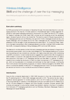 SMS and the challenge of over-the-top messaging - How third-party applications are affecting operator revenues