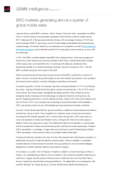 BRIC markets generating almost a quarter of global mobile sales